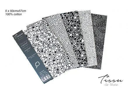 Tissu de Marie Fat Quarter Onyx 50x57cm - 5 stk